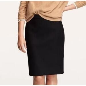 .Crew The Pencil Straight Mini Skirt Size 12 Black Back Slit Classic Office